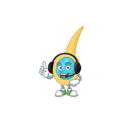 Clostridium tetani cartoon character style speaking with friends on headphone