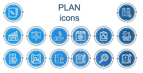 Editable 14 plan icons for web and mobile