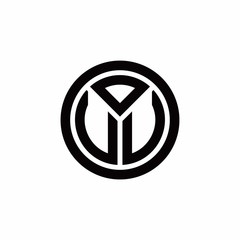 VV monogram logo with circle outline design template