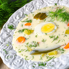 Dill soup with egg and fresh dill