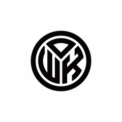 WK monogram logo with circle outline design template