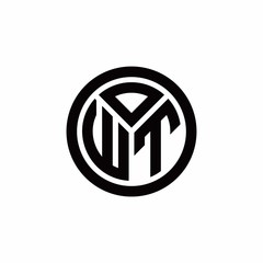 WT monogram logo with circle outline design template