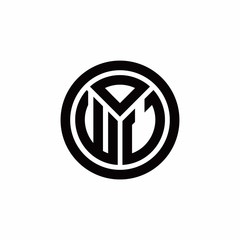 WU monogram logo with circle outline design template