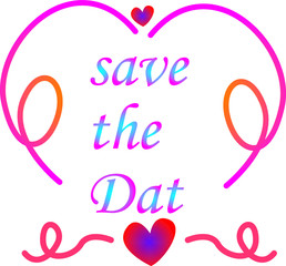 Save the date card design. Save the date text calligraphy vector lettering for wedding or love card. Vector Illustration 
