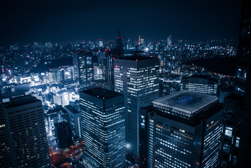 東京都庁から見える高層ビル群の夜景