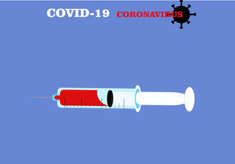 Pandemic medical equipment, syringes, blood test results bottles and vaccine bottles
