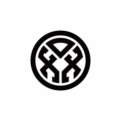 XX monogram logo with circle outline design template
