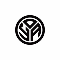 YA monogram logo with circle outline design template