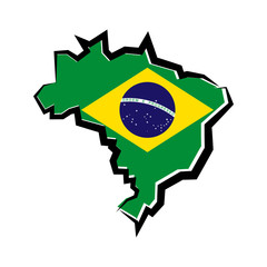 Brazylia kontur mapy. Brazylijska flaga. Ilustracja wektorowa.