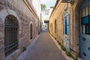 Fototapeta na wymiar jerusalem, israel. 12-12-2019. Old and Special Buildings, Old Nahlaot Neighborhood in Jerusalem, Israel. From the first neighborhoods outside the city wall. Since 1875.