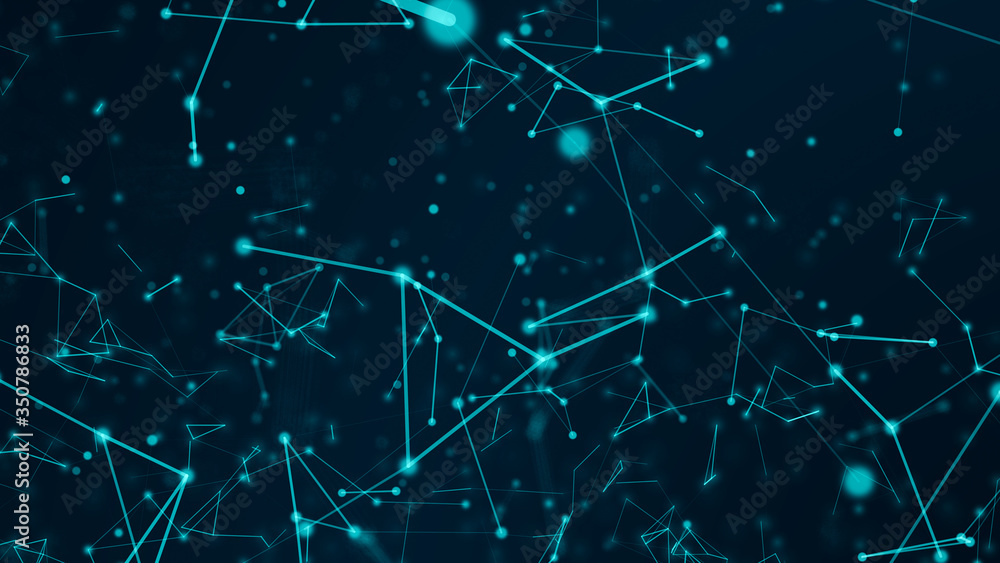 Poster Abstract Technology network connects and atoms science concept background futuristic motion graphic background