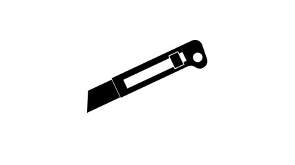 Cutter knife icon in single color. Office tool craft equipment