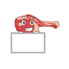 Leg of lamb cartoon design style standing behind a board