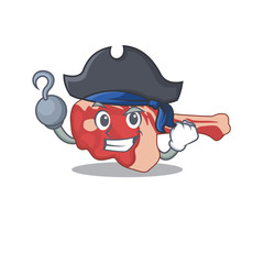 Leg of lamb cartoon design in a Pirate character with one hook hand