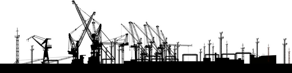 industrial port silhouette isolated on white background