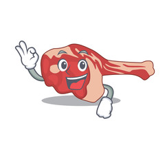 Leg of lamb mascot design style showing Okay gesture finger