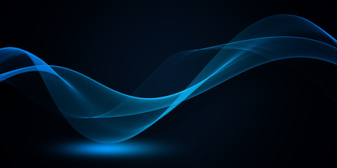 Blue light wave of energy with elegant lines