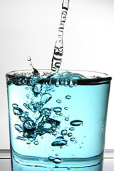 Oral mouthwash in transparent glass