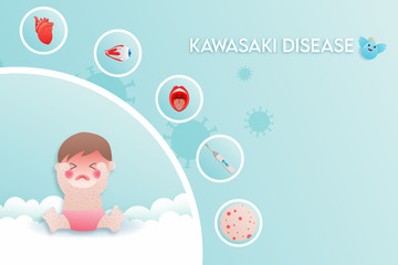 The boy has kawasaki disease, medical infographic.