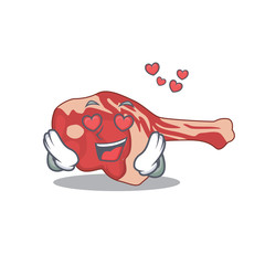 Romantic leg of lamb cartoon character has a falling in love eyes