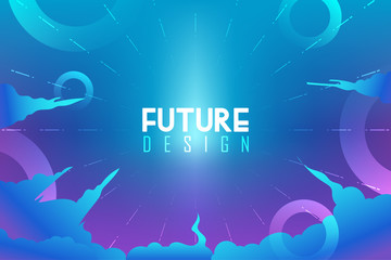 Abstract digital background with lines, circles and clouds. future design backgrond.