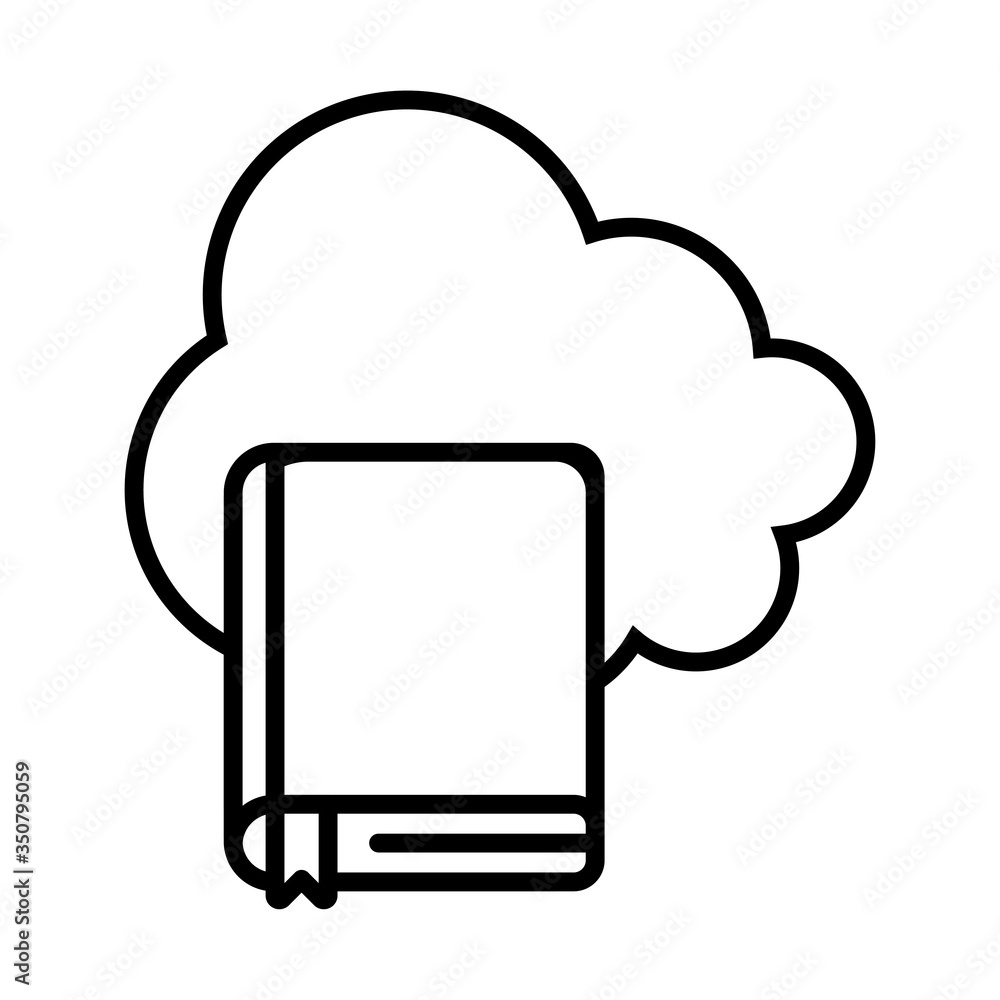 Poster cloud computing and ebook line style icon vector design