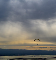 Paraglider in the sky over San Francisco Bay