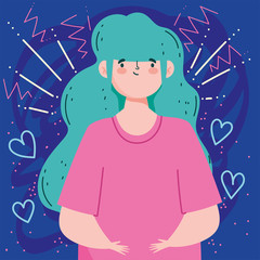 avatar woman with aquamarine hair vector design