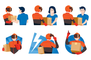 The fast delivery service man with secure. Confidence in parcel express services for customers who order products online.