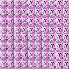 Seamless pattern with cute colorful Kittens. Creative baby pink texture. Great for fabric, textile illustration.