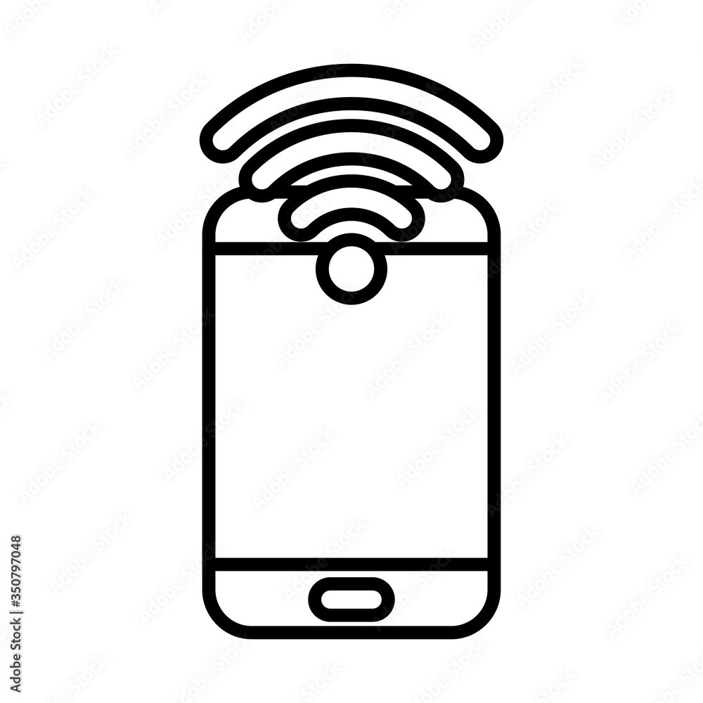 Poster smartphone and wifi line style icon vector design