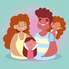 Mother father and daughters vector design