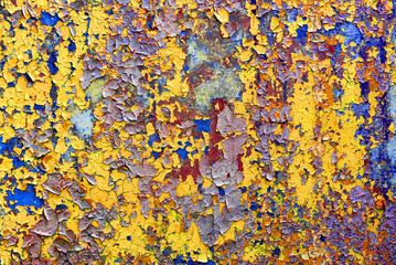 multicolour psychedelic abstract background. flakes of paint on concrete wall