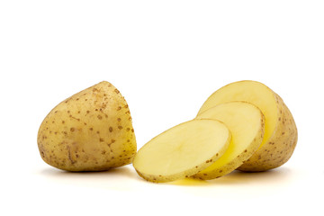 Potatoes slice vegetable on white background