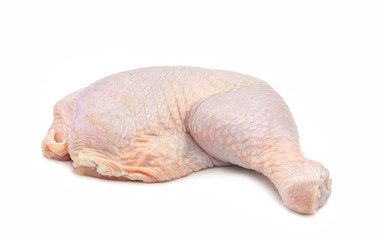 Raw fresh chicken thight or leg isolated on white background.Food from poultry for cooking or barbecue grill concept.