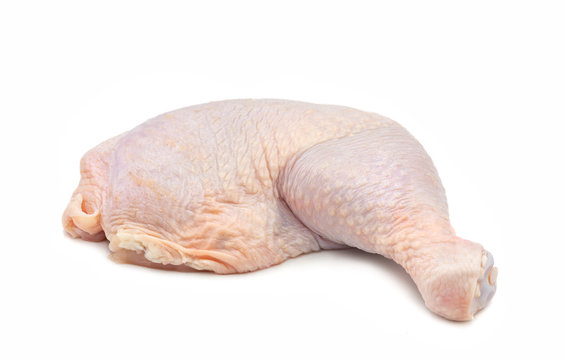 Raw fresh chicken thight or leg isolated on white background.Food from poultry for cooking or barbecue grill concept.