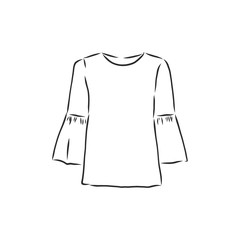 Fototapeta premium woman's shirt sketch. women's blouse, shirt, vector sketch illustration