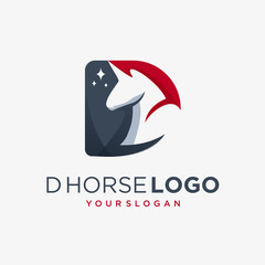 d horse logo animal letter