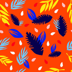 Colorful pattern with leaves in restrained colors.