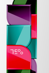 Glossy glass squares with round elements geometric composition. Abstract geometric background with 3d effect composition For Wallpaper, Banner, Background, Card, Book Illustration, landing page