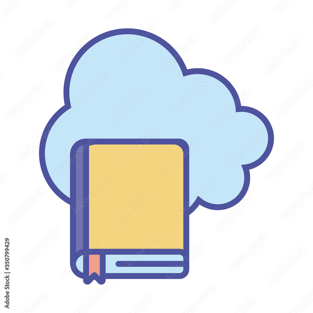 Poster cloud computing and ebook line and fill style icon vector design