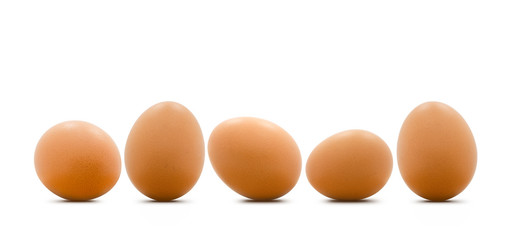 Stack of chicken egg isolated on white background.