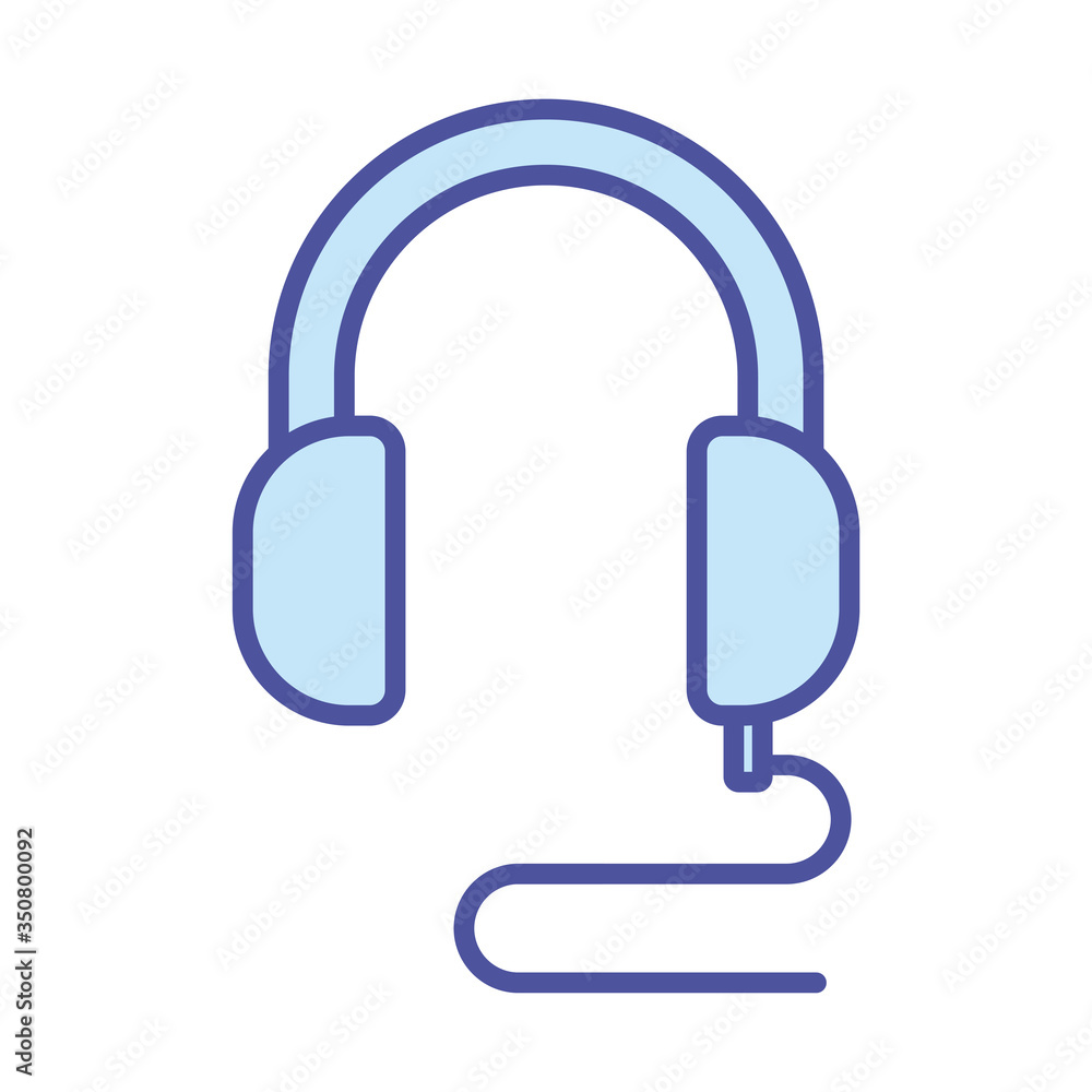 Poster digital headphone line and fill style icon vector design