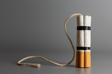 Cigarette like time bomb.Cigarettes is addictive to be cancer.smoking reduction campaign in World No Tobacco Day.