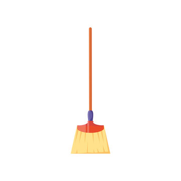 broom of long handle on white background