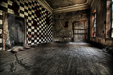 Terrible and mystical hall in an abandoned palace