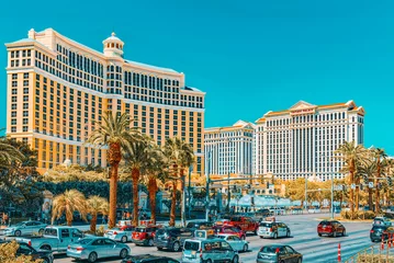 Fototapete Rund Main street of Las Vegas is the Strip. Casino, hotel and resort Bellagio. © BRIAN_KINNEY