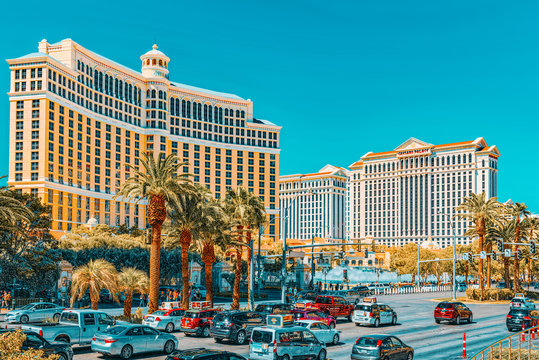Main street of Las Vegas is the Strip. Casino, hotel and resort Bellagio.