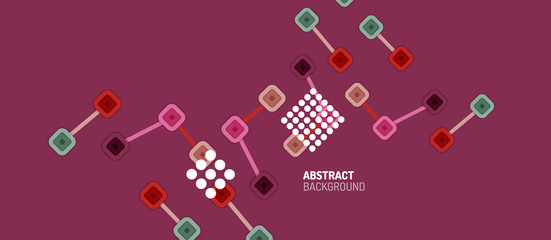 Abstract square dot connections, flat style multicolored geometric background for Wallpaper, Banner, Background, Card, Book Illustration, landing page or poster design