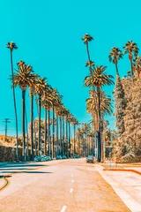 Foto op Plexiglas Aquablauw Stedelijk uitzicht op het Beverly Hills-gebied en woongebouwen op de heuvels van Hollywood.